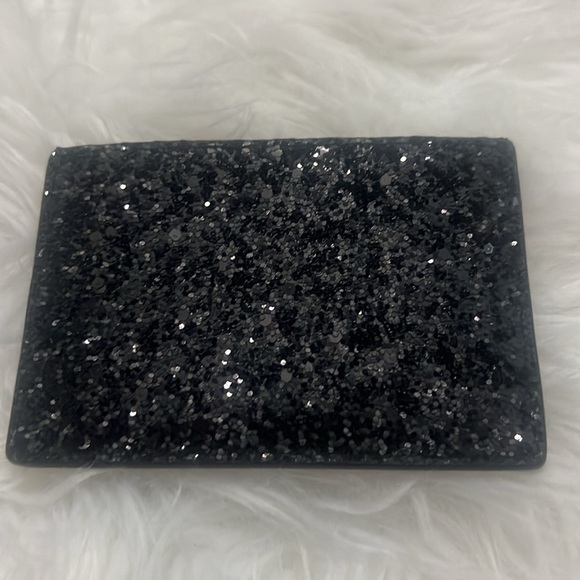 Kate Spade Greta Court Graham Black Glitter Card Holder Wallet - Picture 3 of 5